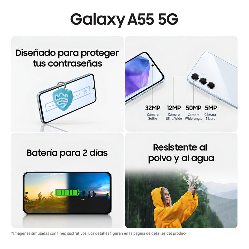 Teléfono Samsung Galaxy A55 5g 128 Gb, Azul Oscuro - Excelente (Reacondicionado)