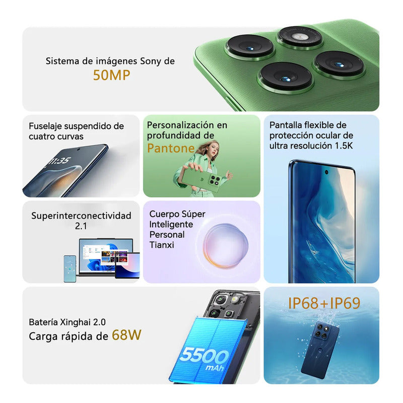 Motorola Moto Edge 60 5g Teléfono Sí 512gb 12gb Ram Celular 5500 Mah Ip68 Y Ip69 Smartphone Azul Global Rom